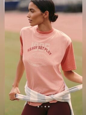 Anthropologie 'Ready Set Play' Two-Tone Coral Pink Tee
